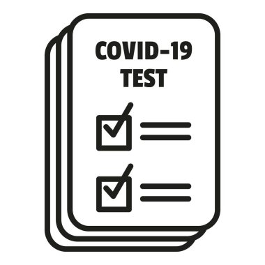 Kapsamlı test kağıdı simgesi ana hatları vektörü. Coronavirus Laboratuvarı. Burun kontrolü