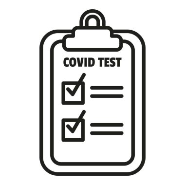 Hasta panosu test simgesi ana hatları vektörü. Coronavirus testi. Burun kontrolü