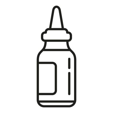 Kan testi şişesi ana hatları vektörü. Corona testi. Burun temizleyici.