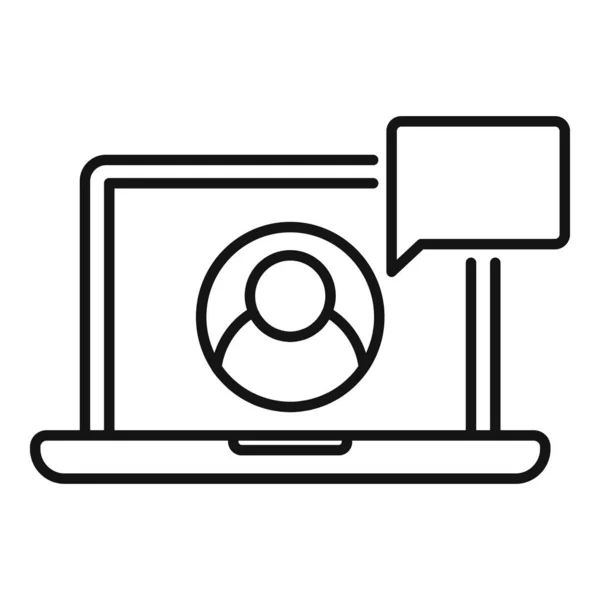 Laptop Online Vertrouwen Pictogram Omtrek Vector Sociale Zaken Focus Team — Stockvector