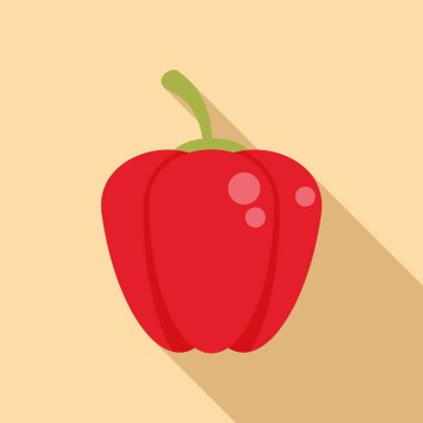 Lezzetli kırmızı biber ikonu düz vektörü. Tatlı sebze. Organik olgun
