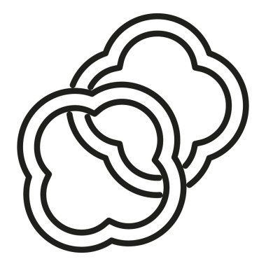 Kesilmiş kırmızı biber ikonu ana hatları vektörü. Tatlı sebze. Organik sağlık