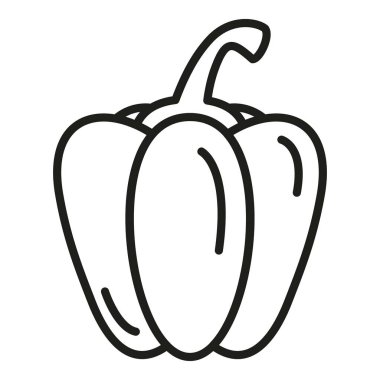 Beslenme kırmızı biber ikonu ana hatları vektörü. Tatlı biber. Baharatlı ürün