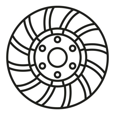 Dekolte debriyaj ikonu dış hat vektörünü onar. Otomobil tekeri. Makine freni