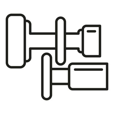 Araba debriyaj aracı simgesi ana hat vektörü. Disk takımı. Otomobil tamiri