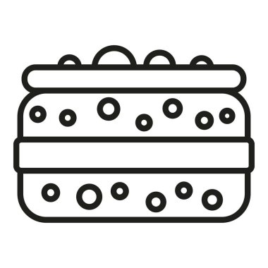 Kek simgesi ana hatları vektörü. Fast food. Akşam yemeği.