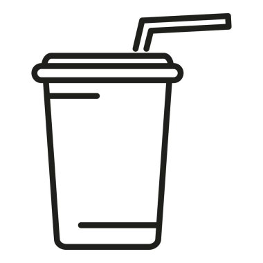 Soda kabı ikonu ana hatları vektörü. Fast food. Yemek kabı