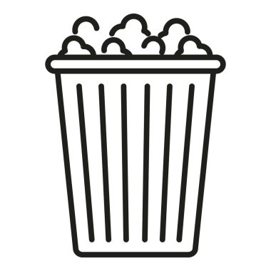 Patlamış mısır kutusu ikonu ana hatları vektörü. Fast food. Akşam yemeği pastası