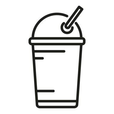 Meyve suyu ikonu ana hatları vektörü. Fast food. Atıştırmalık