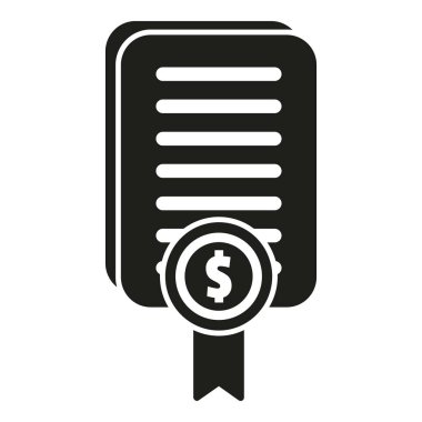 Tazminat kağıt amblemi simgesi basit vektör. Para yardımı. Destek fonu