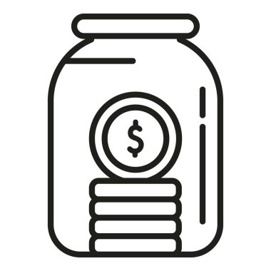 Kavanoz para telafi ikonu ana hat vektörü. İş yardımı. Fon ödülü