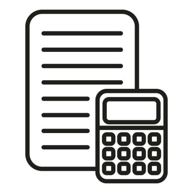 Hesaplayıcı telafi ikonu ana hatları vektörü. İş için. Ödeme emekliliği