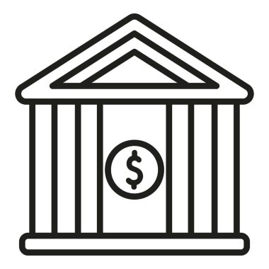Banka binası ikon ana hatları vektörü. Para ödemesi. İş dünyası