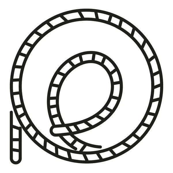 Cercle Lasso Icône Contour Vecteur Une Corde Cow Boy Corde — Image vectorielle
