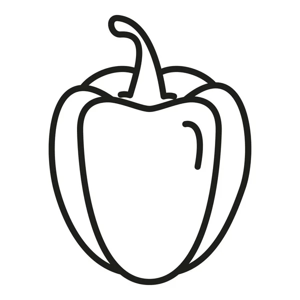 Capsicum Paprika Εικονίδιο Περίγραμμα Διάνυσμα Γλυκό Λαχανικό Ωριαία Φυτά — Διανυσματικό Αρχείο