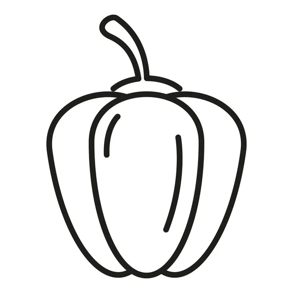 Вкусный Вектор Контура Иконы Паприки Милый Овощ Органические Спелые — стоковый вектор