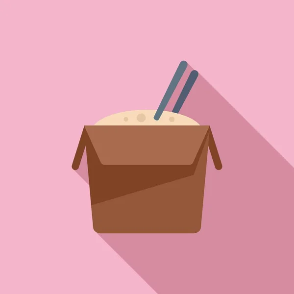 Reisfutterbox Symbol Flacher Vektor Fast Food Imbiss Lieferung — Stockvektor