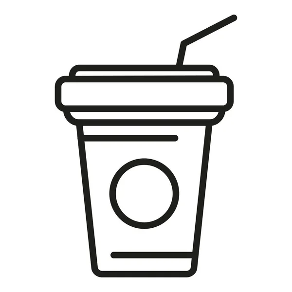 Gehen Kaffeetasse Symbol Umrissvektor Essen Zum Mitnehmen Lunchpaket — Stockvektor