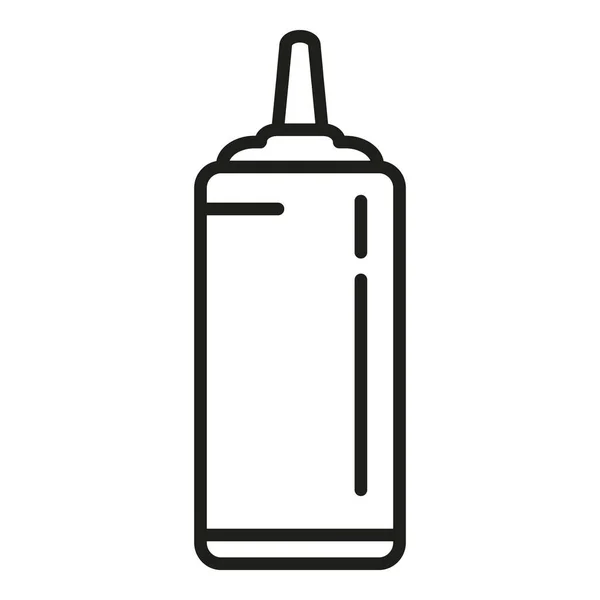 Botella Ketchup Icono Contorno Vector Comida Rápida Paquete Almuerzo — Vector de stock