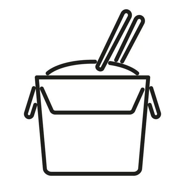 Rice Food Box Icona Contorno Vettore Fast Food Consegna Spuntino — Vettoriale Stock