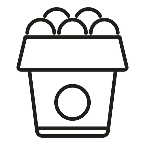 Chocolate Balls Icon Outline Vector Takeaway Food Delivery Container — Stock Vector