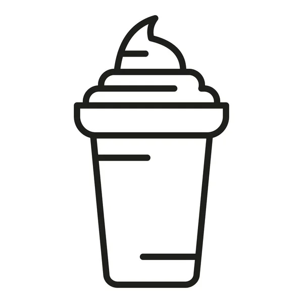 Icône Tasse Crème Glacée Contour Vecteur Restauration Rapide Snack Livraison — Image vectorielle