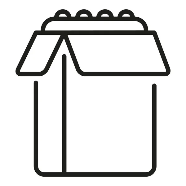 Boîte Friandises Icône Contour Vecteur Nourriture Emporter Gâteau Livraison — Image vectorielle