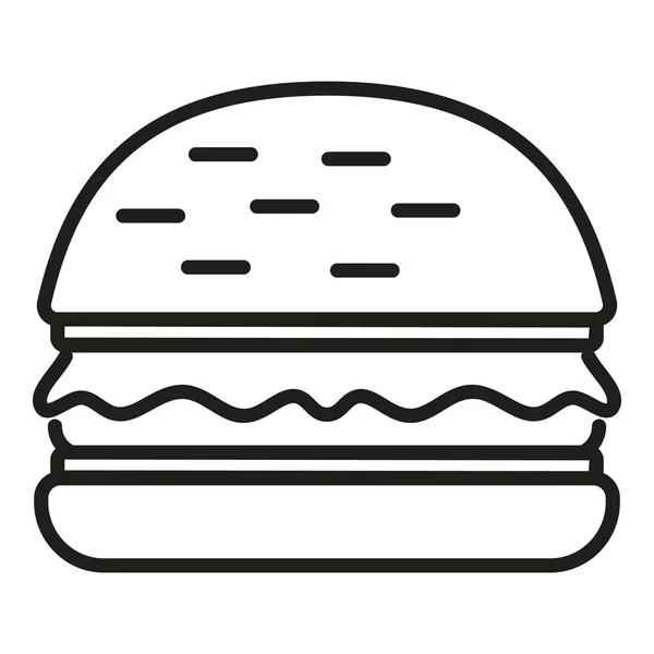 Burger Besin Ikonu Ana Hatları Vektörü Fast Food Pasta Teslimatı — Stok Vektör