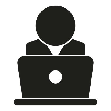 Dizüstü bilgisayar yöneticisi simgesi basit vektör. İnsan işi. İş adamı