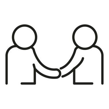 İş tokalaşma ikonu ana hatları vektörü. İnsan işi. Takım işi