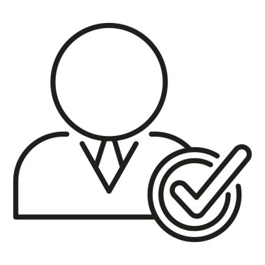 Onaylanmış yönetici simgesi ana hatları vektörü. İnsan. Ekip çalışması