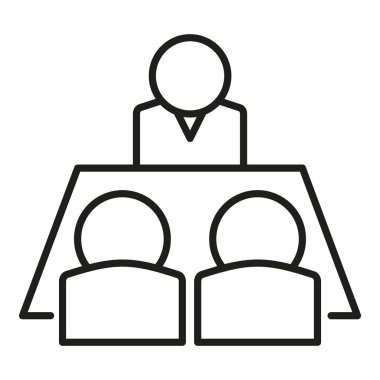 Ofis toplantısı ikon ana hatları vektörü. İnsan işi. Lider araması