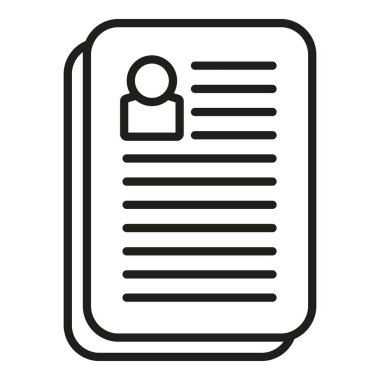 Kağıt belge simgesi ana hatlı vektör. İnsan işi. Lider kişi