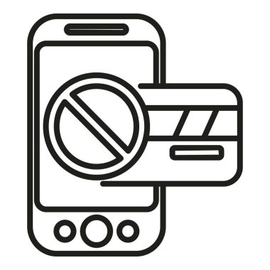 Telefon kartı ikonu ana hat vektörü. Ödeme hatası. Başarısız servis