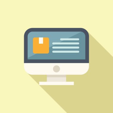 Dükkan ikonu düz vektör. Paket ürünü. Perakende kaydet