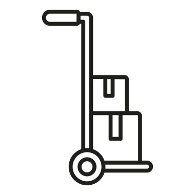 Cart perakende ikon ana hatları vektörü. Paket ürünü. Servis dükkanı