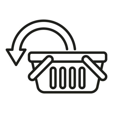 İade sepeti ikonu ana hatları vektörü. Kutu ürünü. Servis teslimi