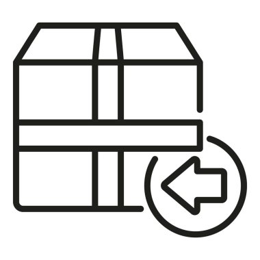 Kutu dönüşü simgesi ana hatlı vektörü. Kargo paketi. Dükkan.