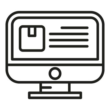 Satış kutusu ikonu ana hatları vektörü. Paket ürünü. Perakende kaydet