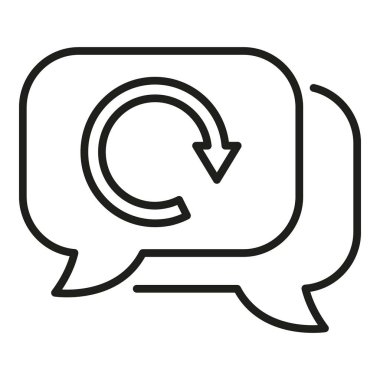 Sohbet servisi paket simgesi ana hatları vektörü. İade kutusu. Teslimat dükkanı.