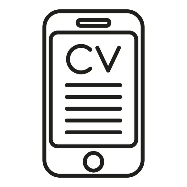 Smartphone Icône Contour Vecteur Travail Humain Groupe Leader — Image vectorielle