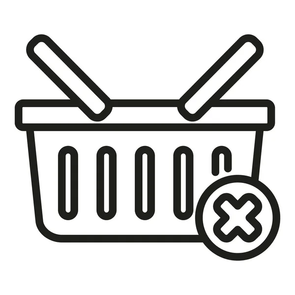 Abgelehnt Shop Warenkorb Symbol Umrissvektor Abbruchfehler Geld Abbuchen — Stockvektor