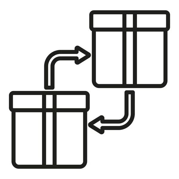 小包の交換アイコンアウトラインベクトル 箱を返す 輸入在庫 — ストックベクタ