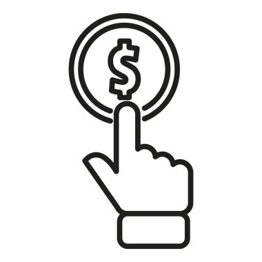 Para fonu ikonu ana hatları vektörü. Para yatırımı. Plan çalışması