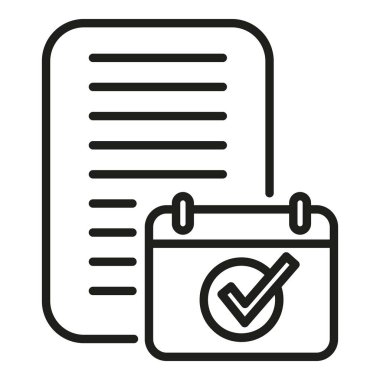 Takvim raporu simge ana hatları vektörü. Belge verileri. Grafik grafiği