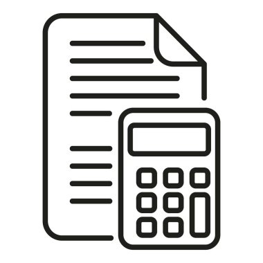 Finans hesap makinesi simgesi ana hatlı vektörü. İş raporu. Veri grafiği