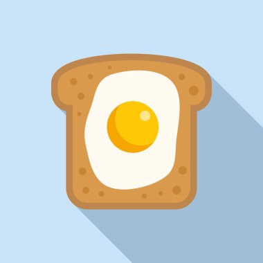 Yumurtalı sandviç ikonu düz vektör. Öğle yemeği. Çocuk yemeği.