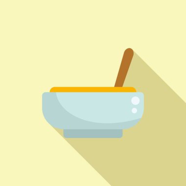 Yemek çarpımı ikonu düz vektörü. Okul yemeği. Lezzetli paket