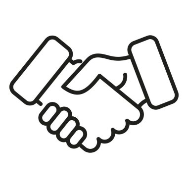 İş tokalaşma ikonu ana hatları vektörü. Politika riski. Kaza güvenliği.