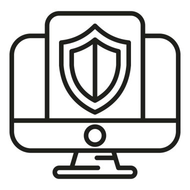 Güvenli çevrimiçi finans ikonu ana hatları vektörü. Politika riski. Para güvenliği